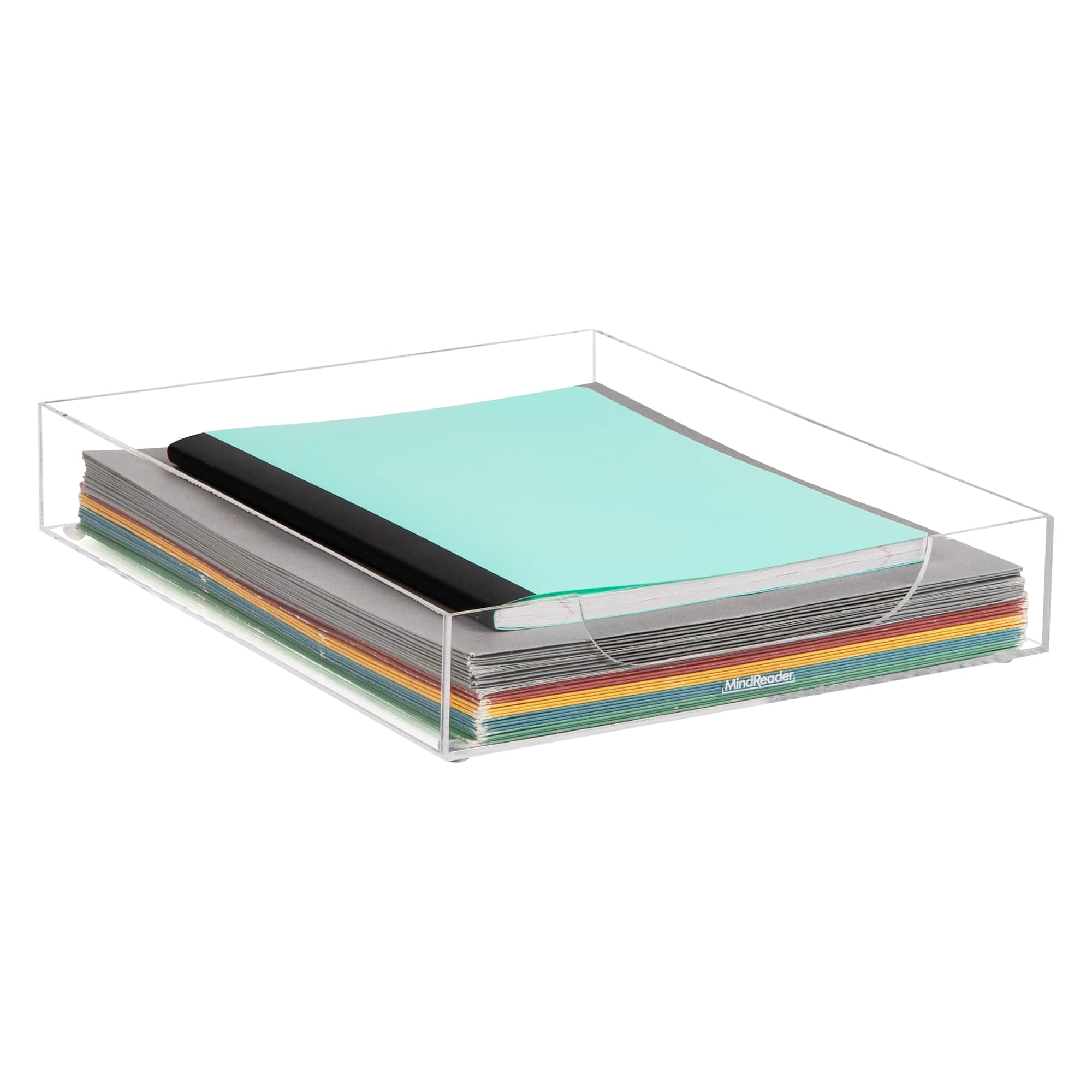 Mind Reader Paper Tray, Desktop Organizer, File Storage, Modern, Office, Acrylic, Clear